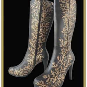 BOTA DE PIEL PINTADA A MANO DISEÑO FLORAL