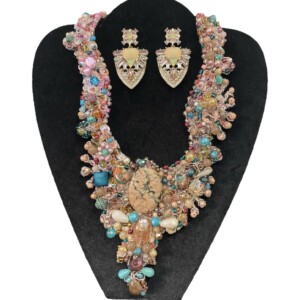 Collar De Multicolor Con Piedra Redonda