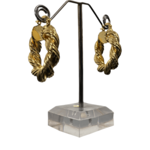 Juego De Aretes Y Anillo Cruzados Color Dorado